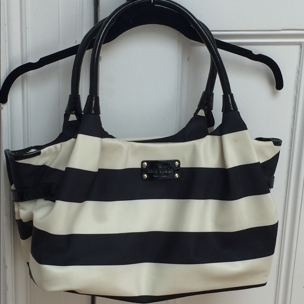 Black and white striped Kate Spade handbag